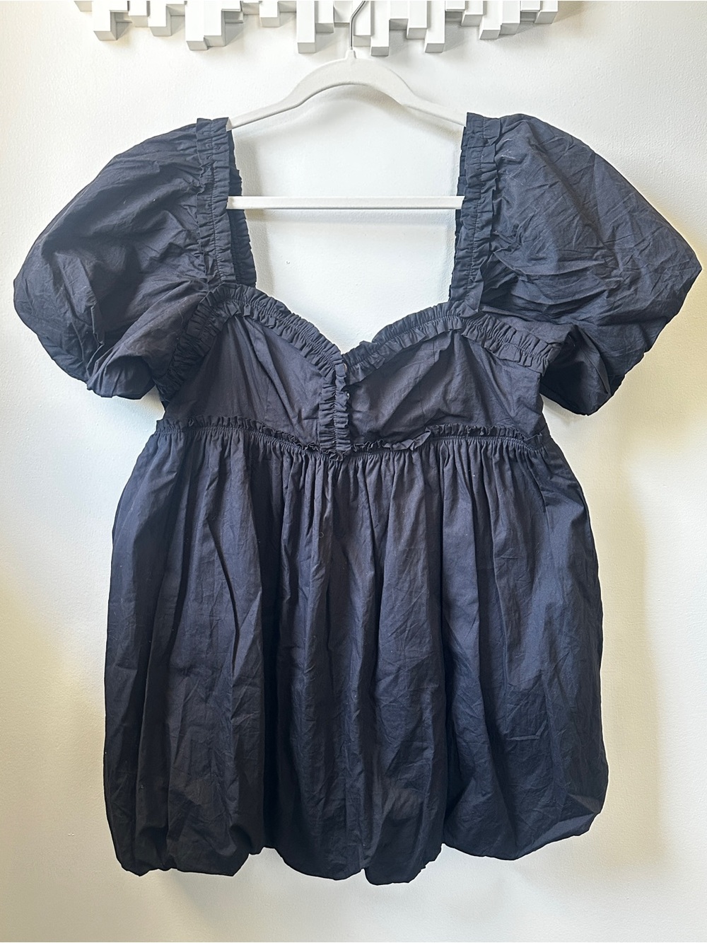 Free People Black Puff Sleeve Mini Dress